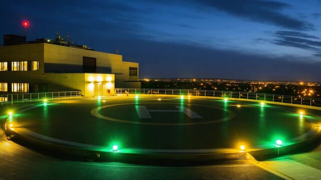 Helicopter on a helipad.