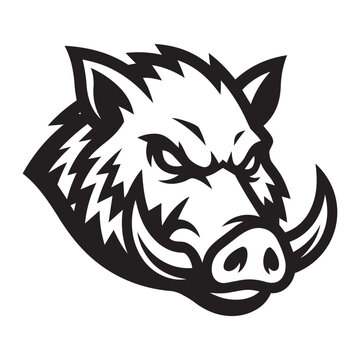 Aggressive wild boar head mascot vector illustration isolated on white background for sports team logo, gaming badge, and t-shirt design.