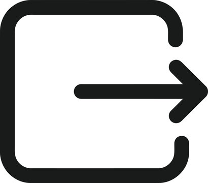 Black square exit arrow icon isolated on white background