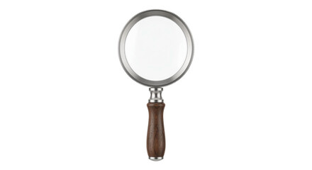 Classic magnifying glass with wooden handle and metallic rim on a white background © Sapphire
