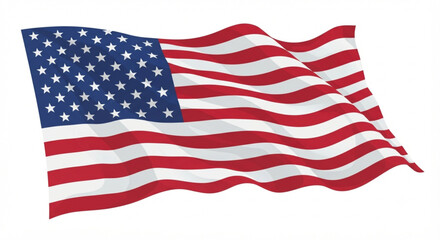 Fototapeta premium A waving American flag vector illustration isolated on a white background with dynamic folds.