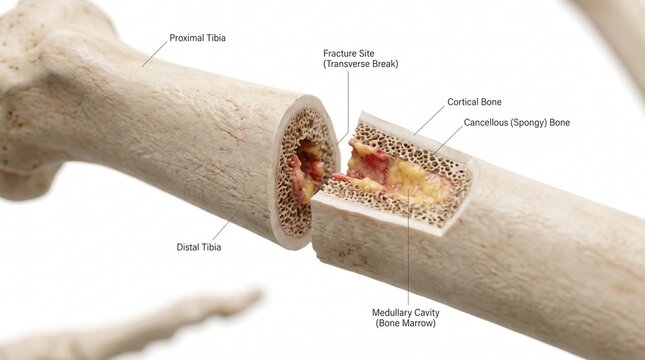 CrossSectionalViewHumanBoneStructureWithLabeledParts.