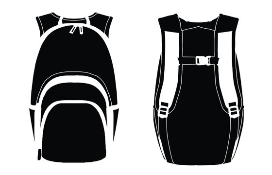 Backpack Front and Back View 2D Vector Illustration
