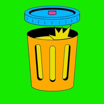 Trash Can with Open Lid, Delete Remove Green Screen Animation Icon