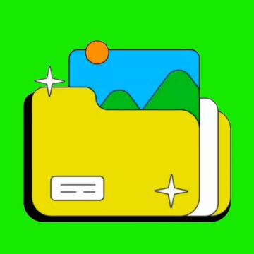Folder with Image File, Photo Storage Green Screen Animation Icon