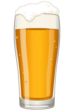 Realistic vector graphic of a frosty pint of lager beer isolated