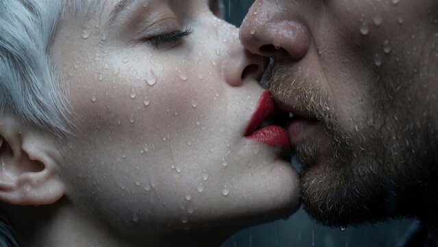 Intimate Rainy Kiss