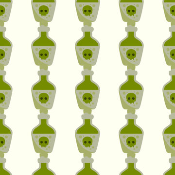magic potion bottle pattern green background spooky design