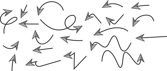 Fototapeta premium Gray Headed Arrows Vector Illustration Collection For Flow And Diagram Design