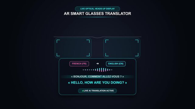 AR Smart Glasses Heads Up Display Live AI Language Translator Interface