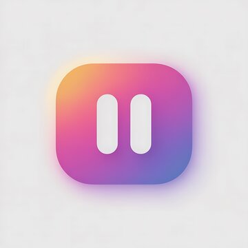Colorful gradient pause button icon for mobile app interface