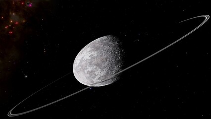 Haumea Dwarf Planet and Ring System 8K 3D Render in Deep Space © Hasan