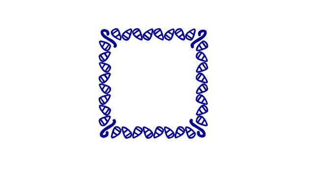 Decorative square frame made of blue heart shapes ornamental border design isolated on white background for wedding valentine and invitation card decoration