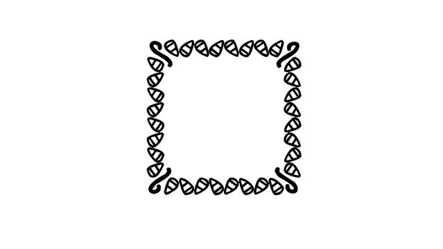 Decorative square frame made of black heart shapes ornamental border design isolated on white background for wedding valentine and invitation card