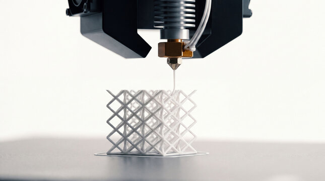 3D printer nozzle building white lattice structure