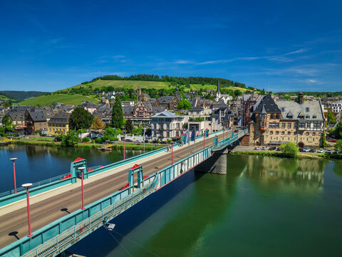 A bridge spans the river Mosel in Traben Trarbach