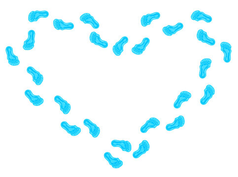 Slime footprint heart frame vector background design