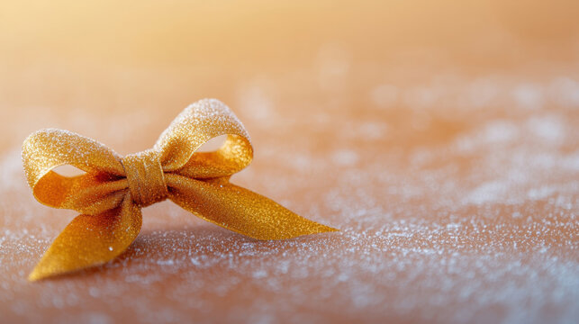 Golden ribbon on a soft background for gift wrapping or decoration