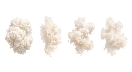 Obraz premium Collection of four distinct white smoke plumes against a clean white background