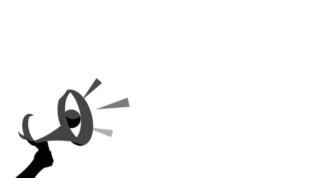Monochrome Megaphone Sound Burst Announcement Motion Graphic Background