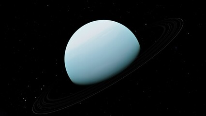 Uranus Planet and Ring System 8K 3D Render in Deep Space © Hasan