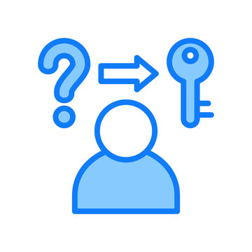 Solving Problem Icon Blue Color Style