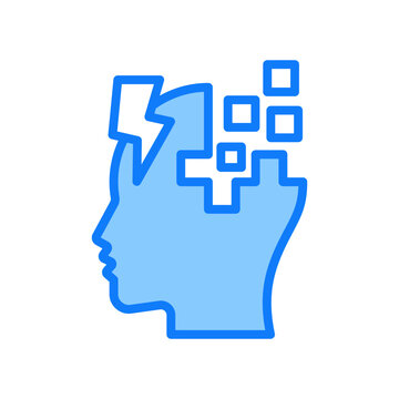 Schizophrenia Icon Blue Color Style