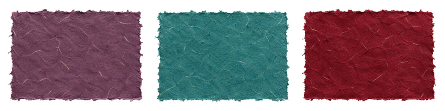 Burgundy Teal and Plum Handmade Paper Texture Swatches Isolated on Transparent Background for Branding, Packaging, Social Media, Editorial Fashion, Luxury Cosmetics and Graphic Design