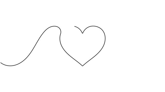 Heart playing card icon sign continuous one line art single drawing moving on white background minimalist poker game chance of money winning symbol 4k animation video