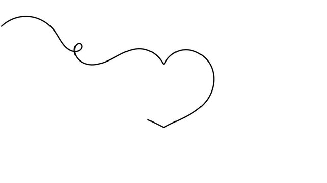 Heart playing card icon sign continuous one line art single drawing moving on white background minimalist poker game chance of money winning symbol 4k animation video