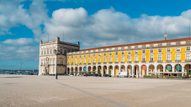 Historic Praca do Comercio square in Lisbon Portugal with nobody