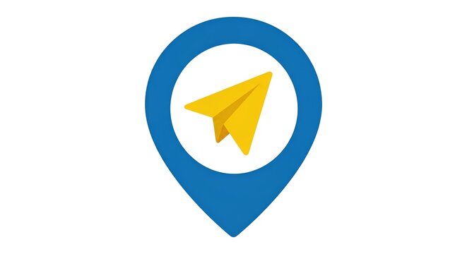 Map pin and paper plane sending location icon