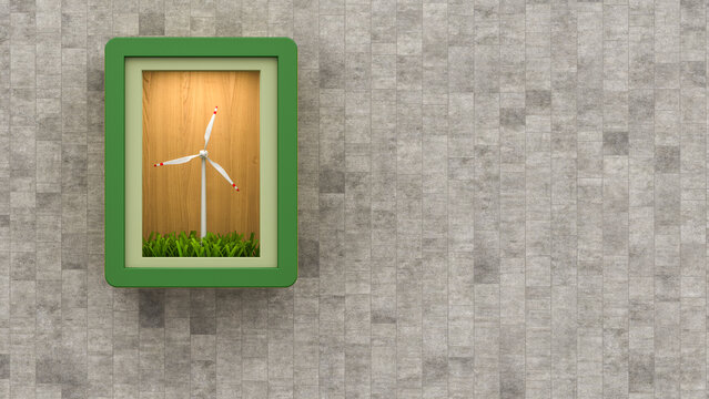 Wind turbine in a box, 3d rendering