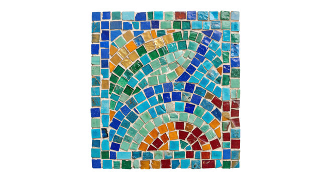 Colorful mosaic artwork with geometric patterns and vibrant hues
