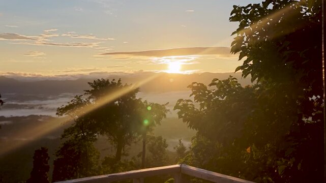 Golden Sunrise Over Misty Hills in Sajek Valley, Bangladesh