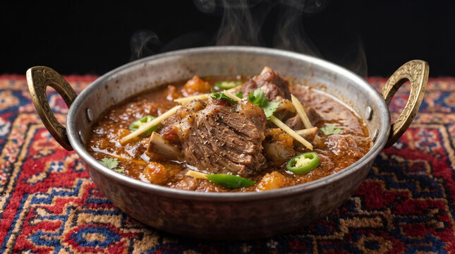 Namak Mandi style karahi with tender meat and black pepper in traditional steel wok