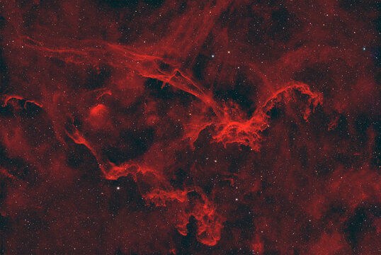 Red Flying Dragon nebula Sh2-114 glows in the Cygnus constellation