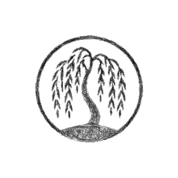 Black and white sketch willow logo design