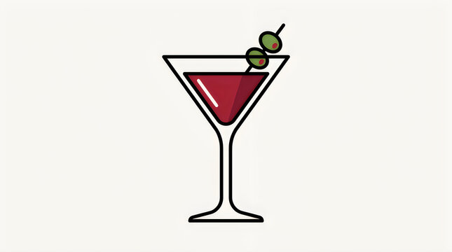 Martini cocktail glass with green olives vector icon illustration