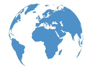 Obraz premium Simple blue globe icon representing earth and world geography