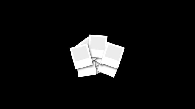 Stacked instant photo frames animation rotating in clean minimalist motion video