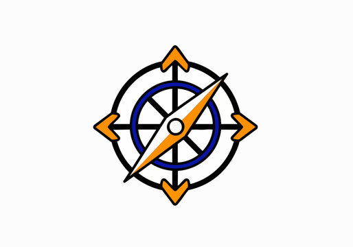 Compass rose with directional arrows and nautical design