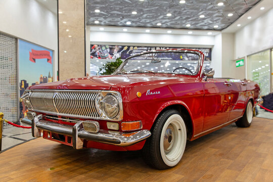 The car Volga GAZ-24 cabriolet. Car Exhibition in Greenwich shopping center
