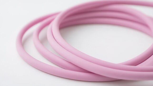 silicone. A smooth pink silicone tube curved elegantly on a white background. product launch decks, UI/UX mockups, designed for data visualization dashboards and holographic UIs.