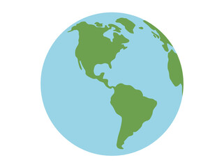 Simple flat icon illustration of planet Earth showing North and South America continents © VectorBench