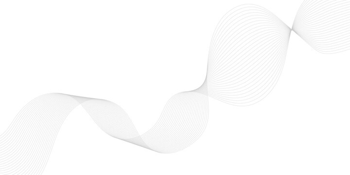 Minimalist abstract wave vector with flowing gray lines, elegant smoke trail on white background, clean geometric ribbon design for corporate branding and modern website headers