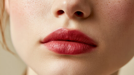Obraz premium Blurred Lips – Soft Red Lip Tint with Blurred Makeup Effect
