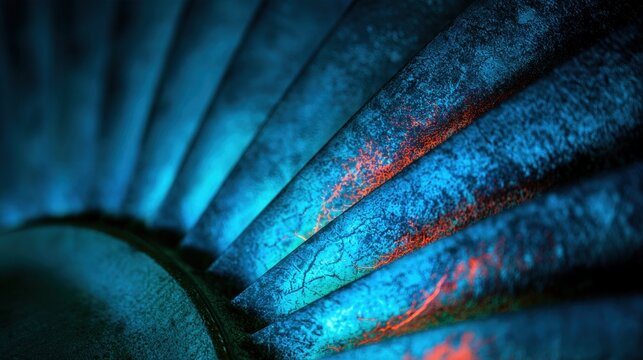 Jet turbine blade under fluorescent penetrant inspection