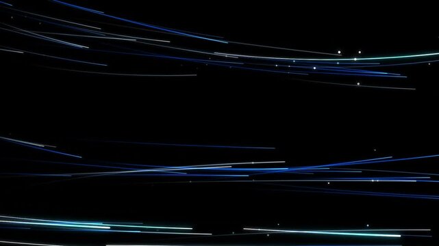 Luminous streaks swiftly traverse a black expansive space. luminescence motion swift