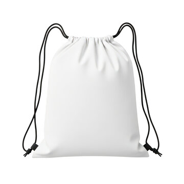 White drawstring bag mockup for branding design isolated on white background
